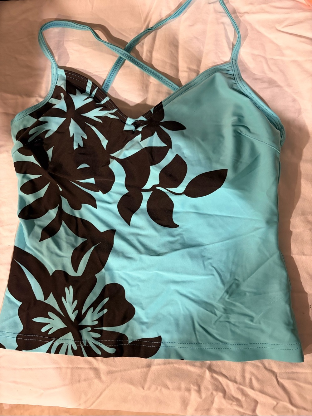 Women’s Aqua Floral Tankini Top and Bottom